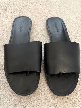 Madewell Black Leather Wide-Band Sandals Size 8